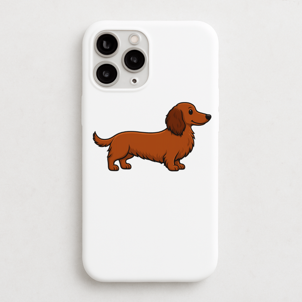 Personalised Long Haired Dachshund Phone Case | iPhone 17, 16, 15 & More - Bailey and Coco (UK)