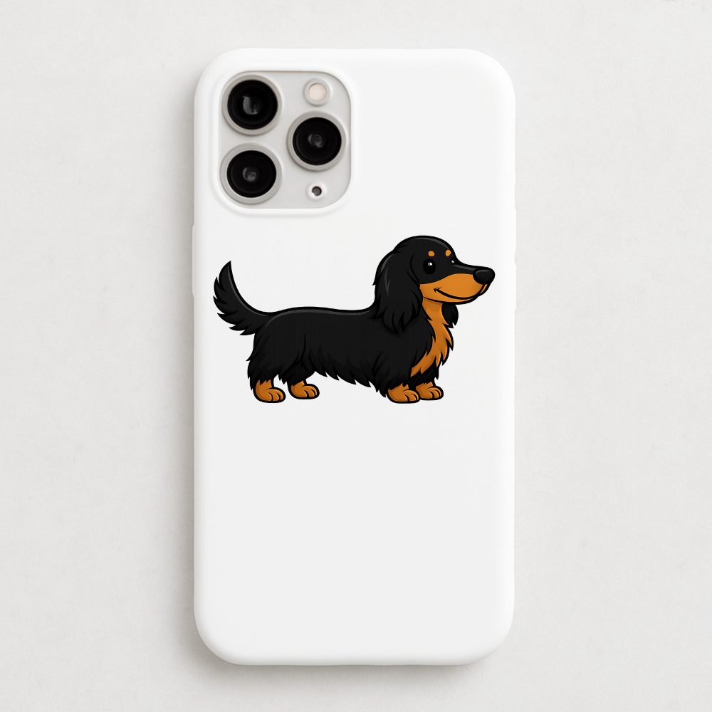 Personalised Long Haired Dachshund Phone Case | iPhone 17, 16, 15 & More - Bailey and Coco (UK)