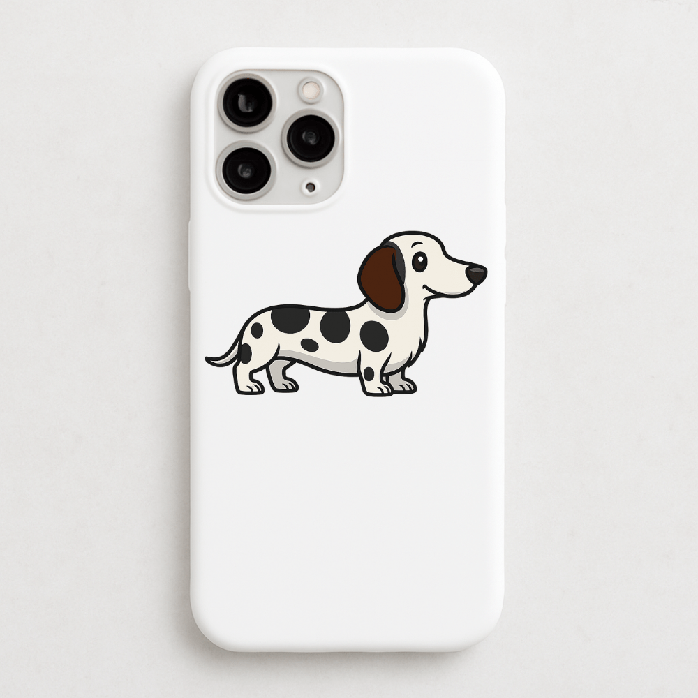 Personalised Piebald Dachshund Phone Case | iPhone 17, 16, 15 & More - Bailey and Coco (UK)