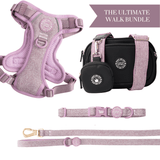 Plum Tweed Adjustable Dog Harness, Lead, Collar & Dog Walking Bag Bundle - Bailey and Coco (UK)