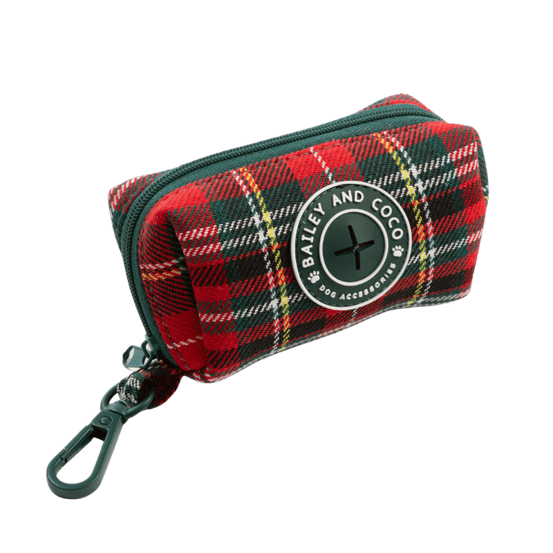 Poo Bag Holder - Colour Drops - Red Highland Tartan - Bailey and Coco (UK)