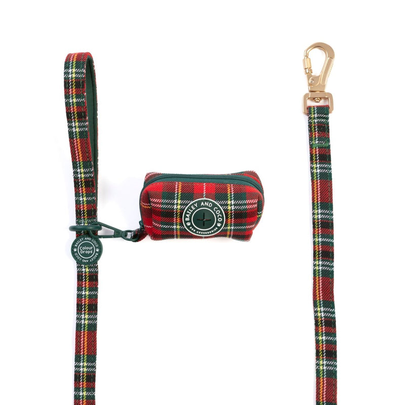 Poo Bag Holder - Colour Drops - Red Highland Tartan - Bailey and Coco (UK)