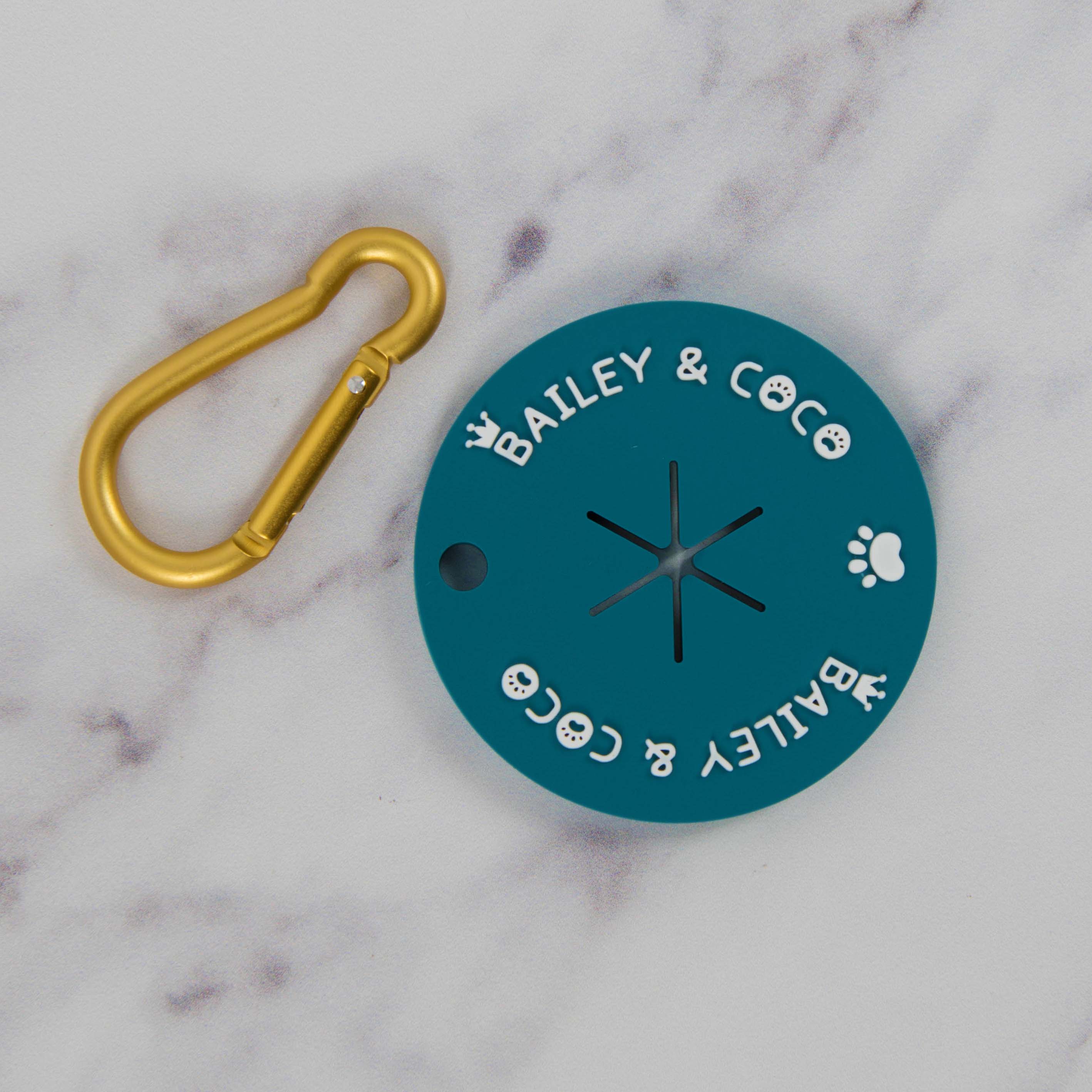 Bailey and Coco teal poop pocket for containing used bags on walks