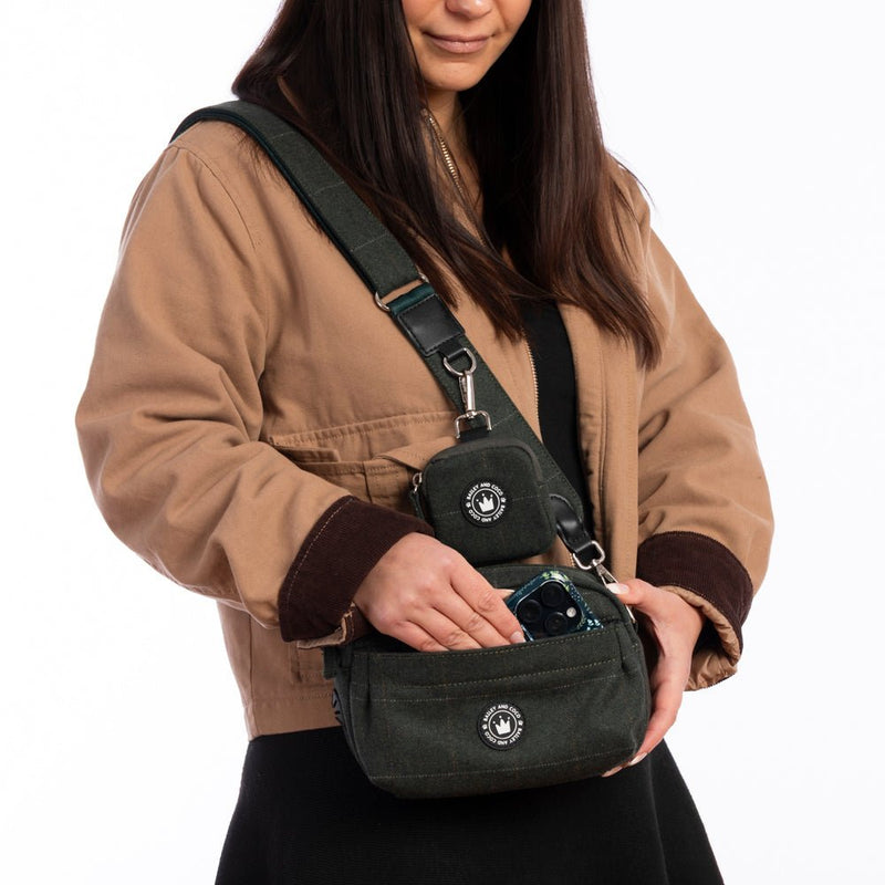 Premium Forest Tweed Dog Walking Bag - Bailey and Coco (UK)