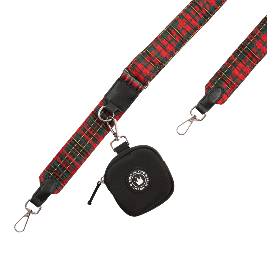 Red Highland Tartan Strap for Dog Walking Bag