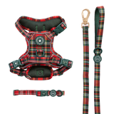 Red Highland Tartan Trail & Glow Dog Harness, Lead & Collar Bundle - Bailey and Coco (UK)