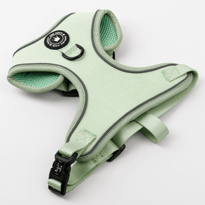 Reflective Tweed Dog Harness in Sage Green - Comfort Fit, Adjustable, with D - Ring for Leads - Sizes XXS/XS/S/M - Bailey and Coco (UK)