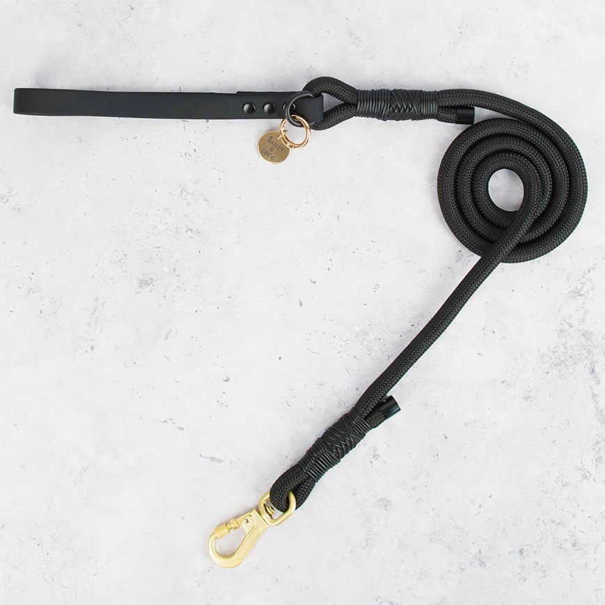 Rope Dog Lead COLOUR DROPS® - Jet Black - Bailey and Coco (UK)