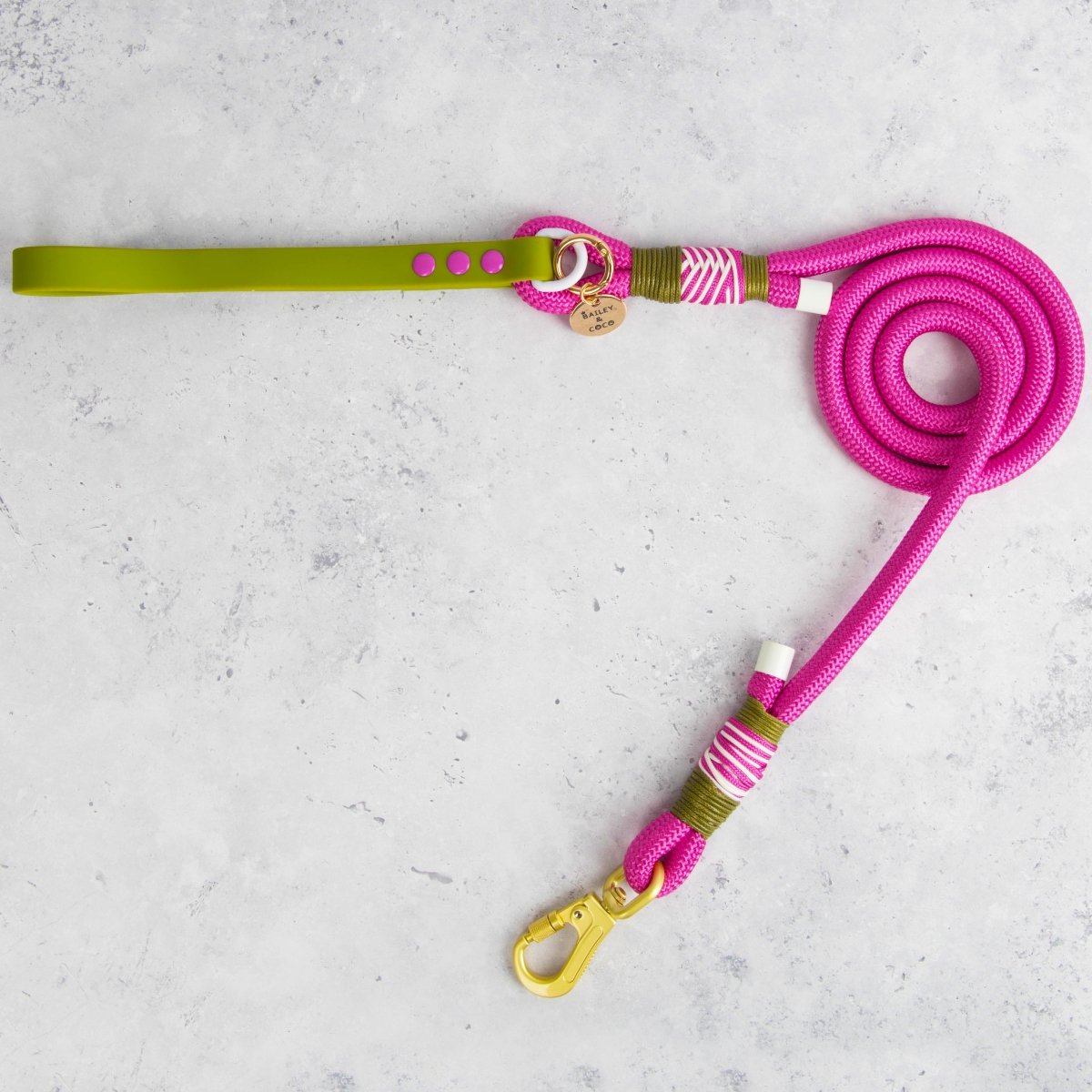Rope Dog Lead COLOUR DROPS® - Olive it Hot - Bailey and Coco (UK)
