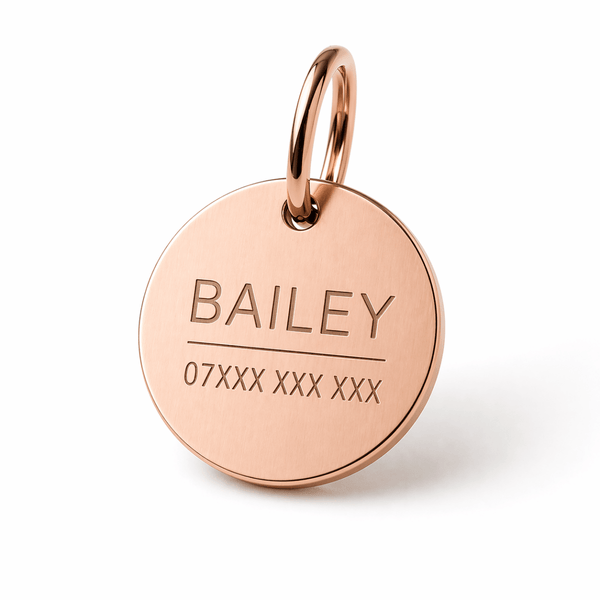 Rose Gold Engraved Dog Tag – Personalised Stainless Steel ID Tag - Bailey and Coco (UK)