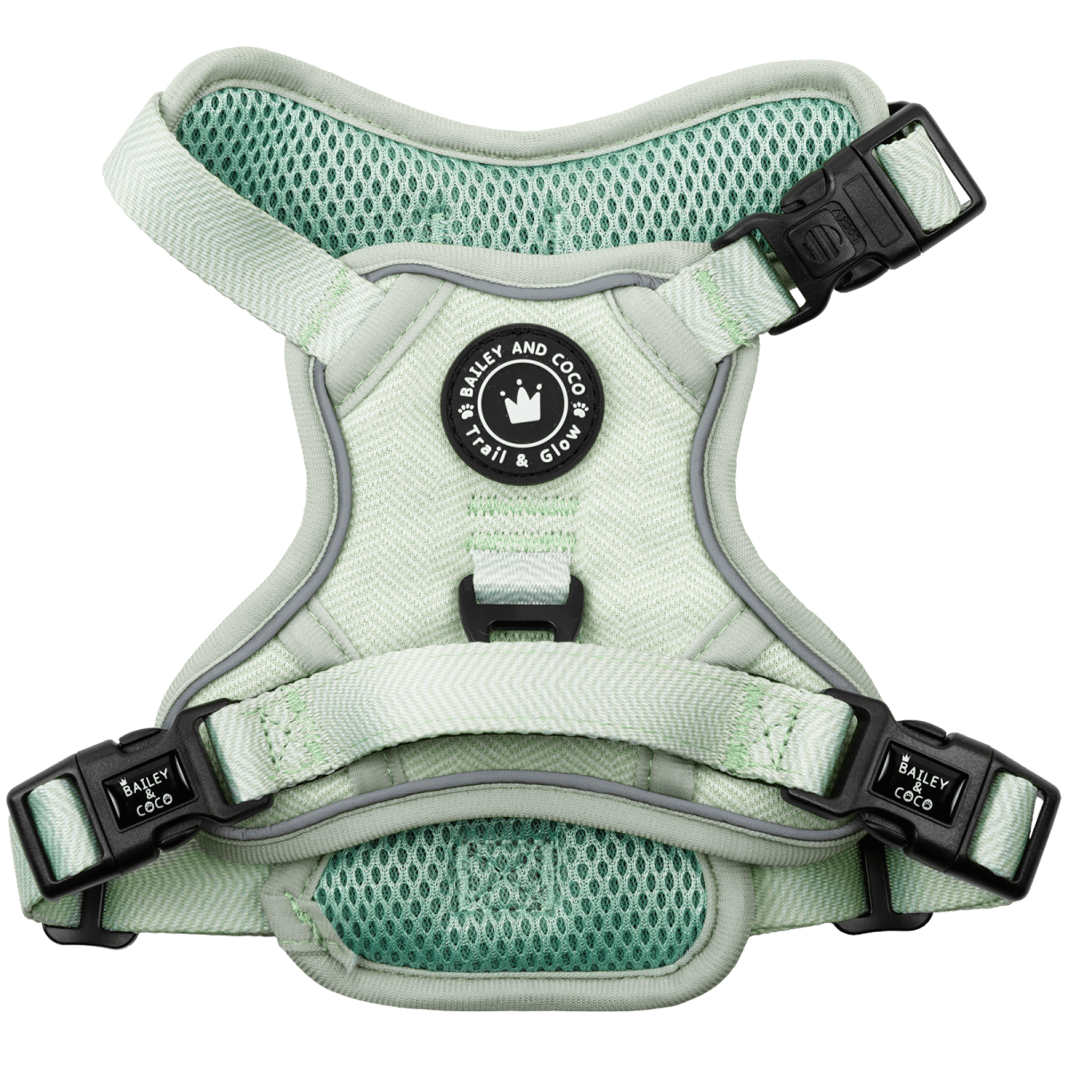 Sage Green Tweed Dog Harness - No Pull & Reflective | Trail & Glow® - Bailey and Coco (UK)