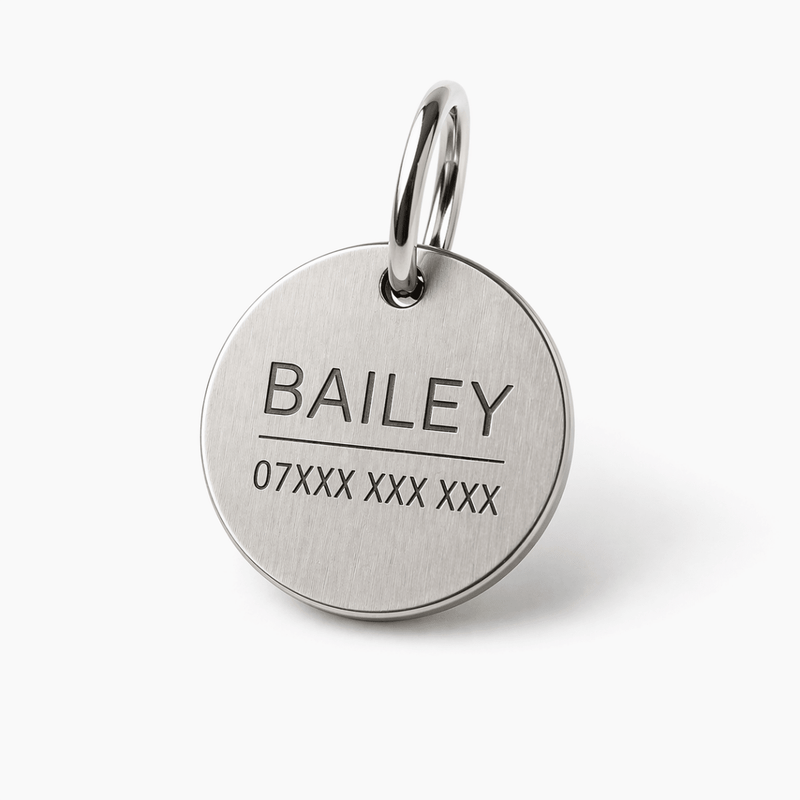 Silver Engraved Dog Tag – Personalised Stainless Steel ID Tag - Bailey and Coco (UK)