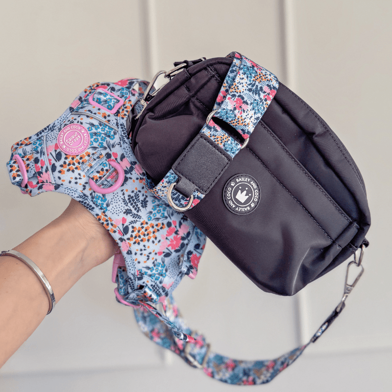 Spring Dreams Colour Drops - Adjustable Dog Harness, Lead, Collar & Mini Black Dog Walking Bag Bundle (Copy) - Bailey and Coco (UK)