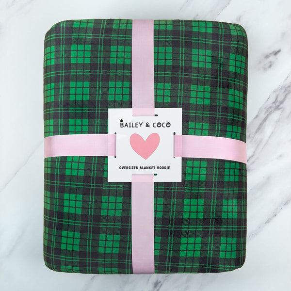 Tartan Green Oversized Blanket Hoodie - alternate view
