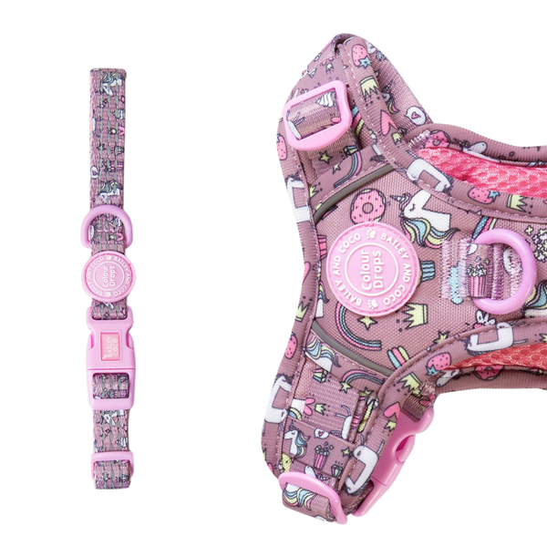 Trail & Glow Adjustable Collar - Colour Drops - Be Unique Unicorn - Bailey and Coco (UK)