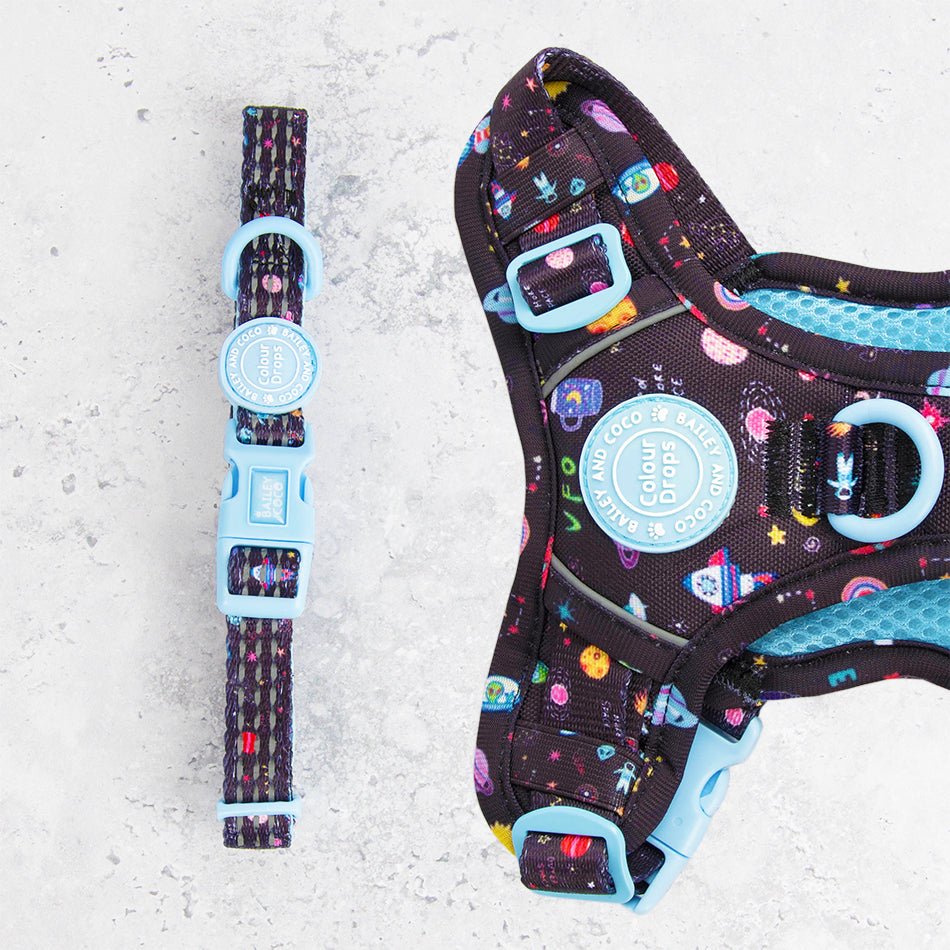 Trail & Glow® Adjustable Collar - COLOUR DROPS® - Space Paws - Bailey and Coco (UK)