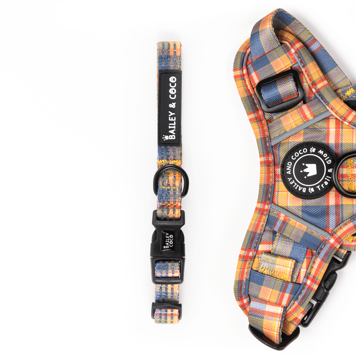 Trail & Glow® Collar - Rustic Tartan - Bailey and Coco (UK)