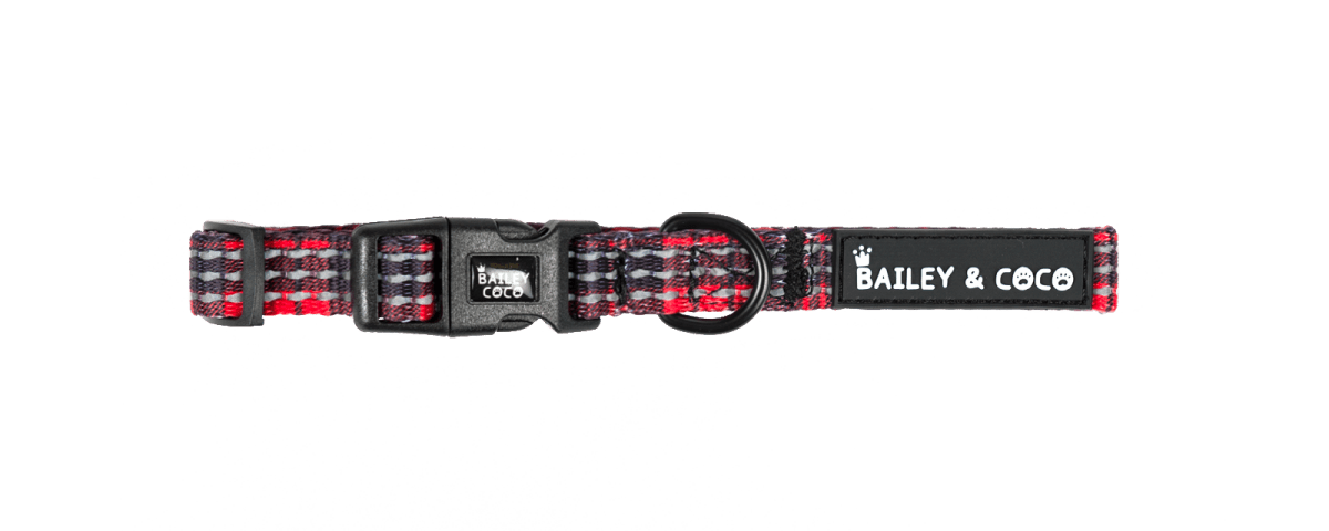 Trail & Glow® Collar - The Red Tartan One - Bailey and Coco (UK)