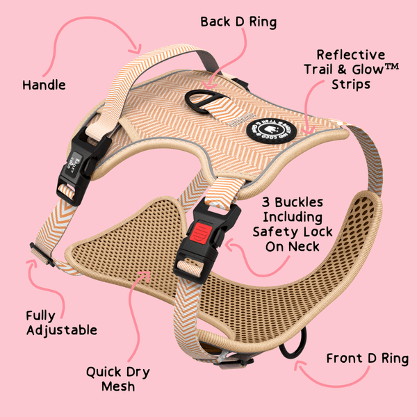 Trail & Glow® Dog Harness - Almond Tweed - alternate view