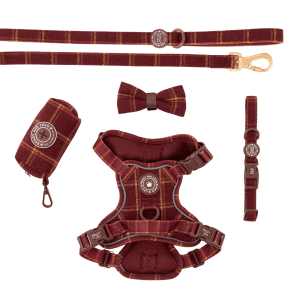 Trail & Glow - Dog Harness Bundle Set - Colour Drops - Mulberry Plaid - Bailey and Coco (UK)