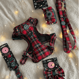 Trail & Glow - Dog Harness Bundle Set - Colour Drops - Red Highland Tartan - Bailey and Coco (UK)