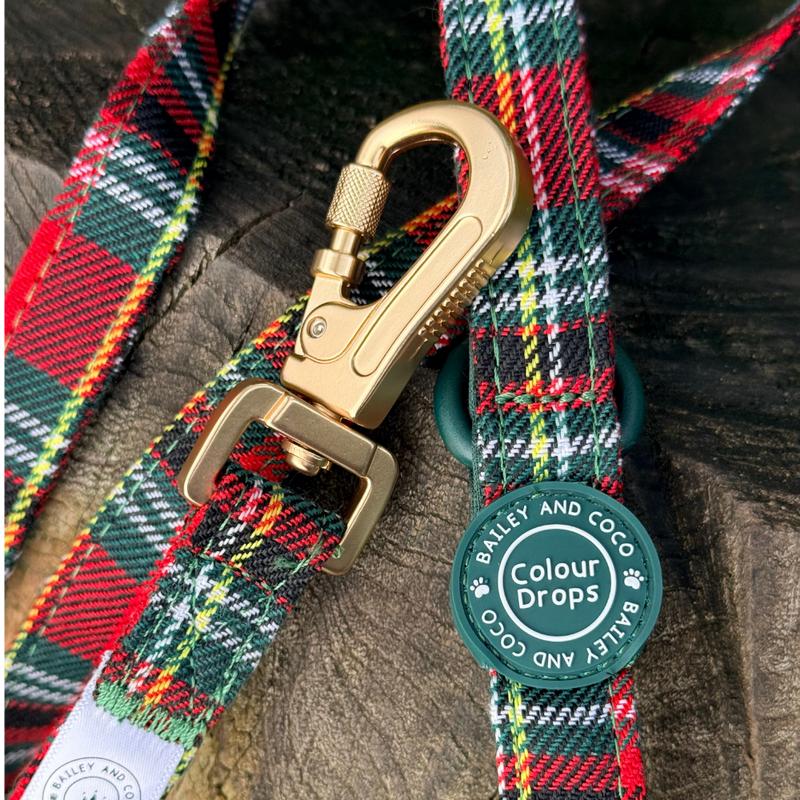Trail & Glow - Dog Harness Bundle Set - Colour Drops - Red Highland Tartan - Bailey and Coco (UK)