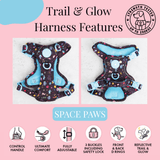 Trail & Glow® Dog Harness Bundle Set - COLOUR DROPS® - Space Paws - Bailey and Coco (UK)