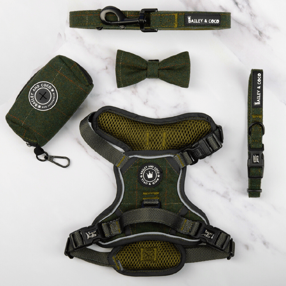 Trail & Glow® Dog Harness Bundle Set - Forest Tweed - Bailey and Coco (UK)