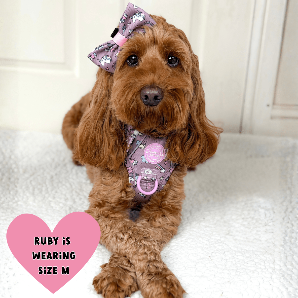 Trail & Glow Dog Harness - Colour Drops - Be Unique Unicorn - Bailey and Coco (UK)