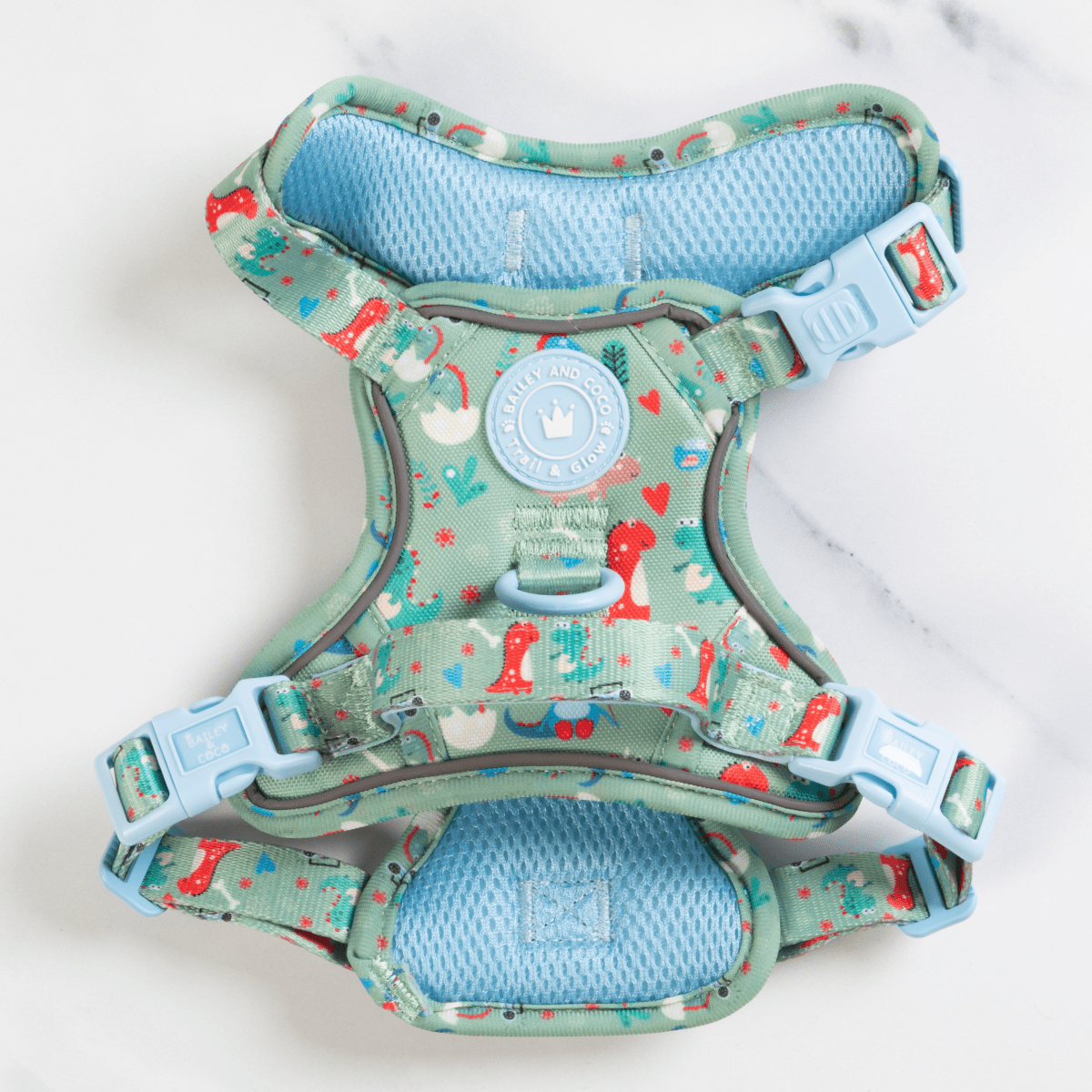Trail & Glow Dog Harness - Colour Drops - Dino Party - Bailey and Coco (UK)