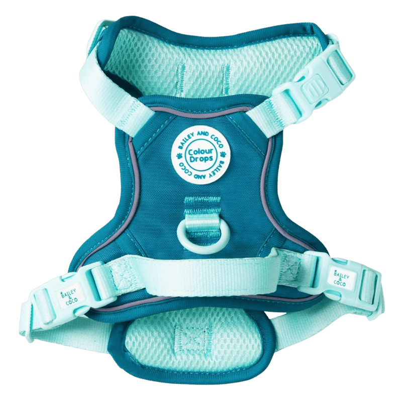 Trail & Glow Dog Harness - COLOUR DROPS® - Ice Teal - Bailey and Coco (UK)