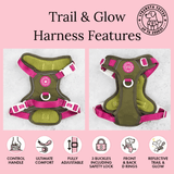 Trail & Glow Dog Harness - COLOUR DROPS® - Olive it Hot - Bailey and Coco (UK)