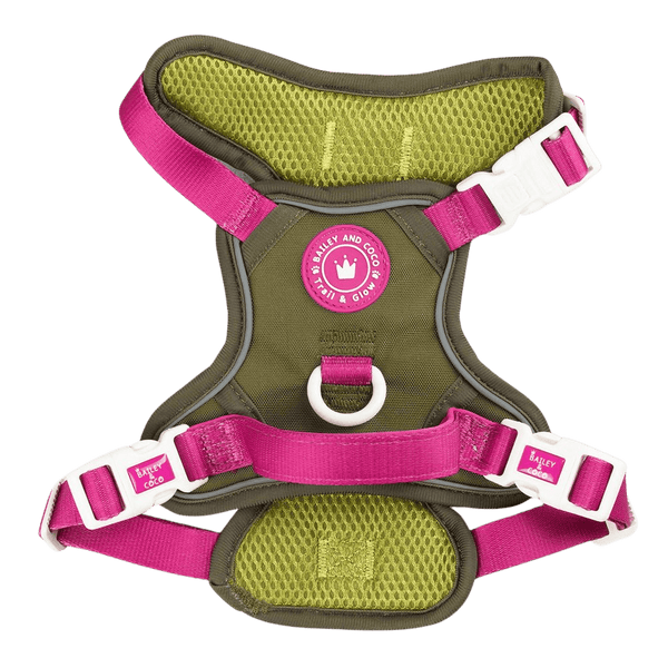 Trail & Glow Dog Harness - COLOUR DROPS® - Olive it Hot - Bailey and Coco (UK)