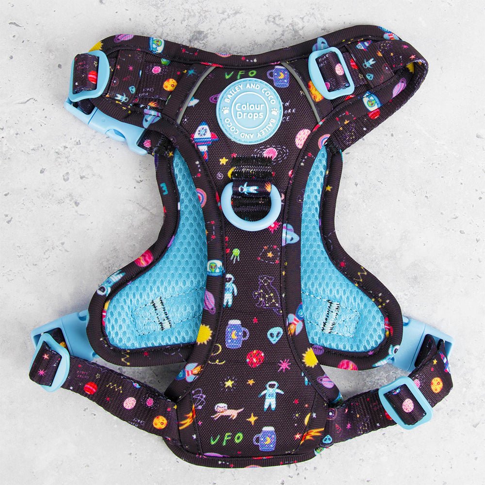 Trail & Glow Dog Harness - COLOUR DROPS® - Space Paws - Bailey and Coco (UK)