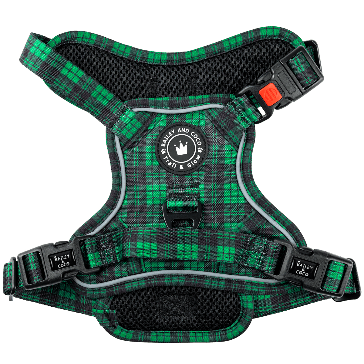 Trail & Glow® Dog Harness - Tartan Green - Bailey and Coco (UK)