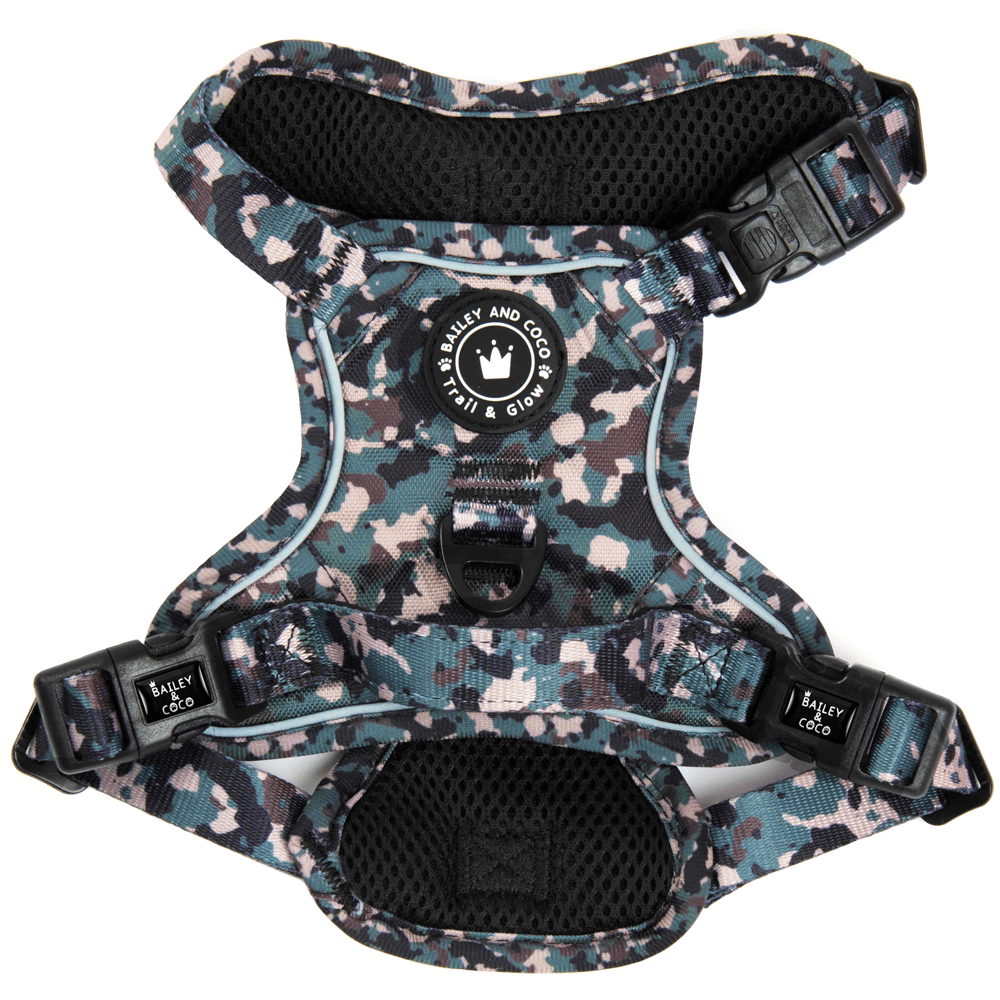 Camo Dog Harness Comfortable, Reflective Adjustable Camouflage