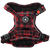 Red tartan dog harness – adjustable, no-pull, breathable design by Bailey & Coco
