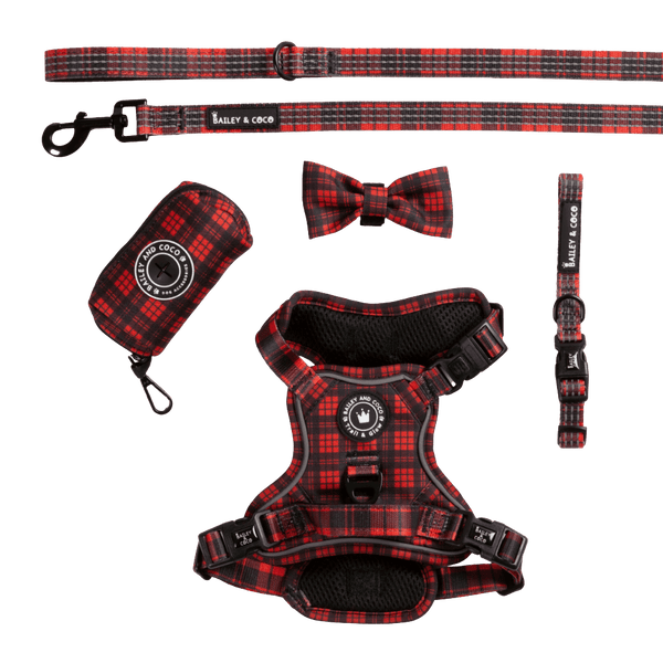 Trail & Glow® Harness Bundle Set - The Red Tartan One - Bailey and Coco (UK)