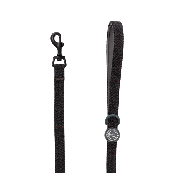 Trail & Glow Lightweight Mini Dog Lead 5ft - Colour Drops - Charcoal Tweed - Bailey and Coco (UK)