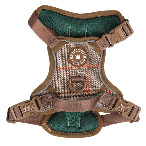 Trail & Glow Tweed Dog Harness - Colour Drops - Heritage Plaid - Bailey and Coco (UK)