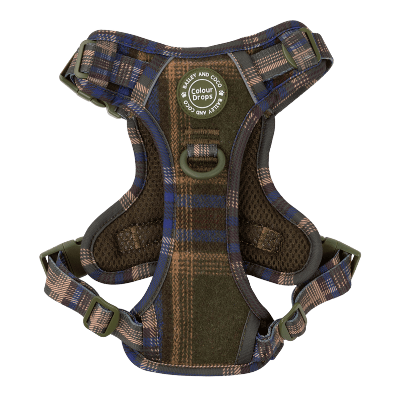 Trail & Glow Tweed Dog Harness - Colour Drops - Mayfair Tweed - Bailey and Coco (UK)