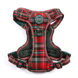 Trail & Glow Tweed Dog Harness - Colour Drops - Red Highland Tartan - Bailey and Coco (UK)
