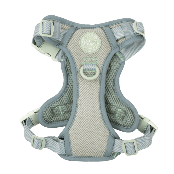 Trail & Glow Tweed Dog Harness - Colour Drops - Sage Tweed - alternate view