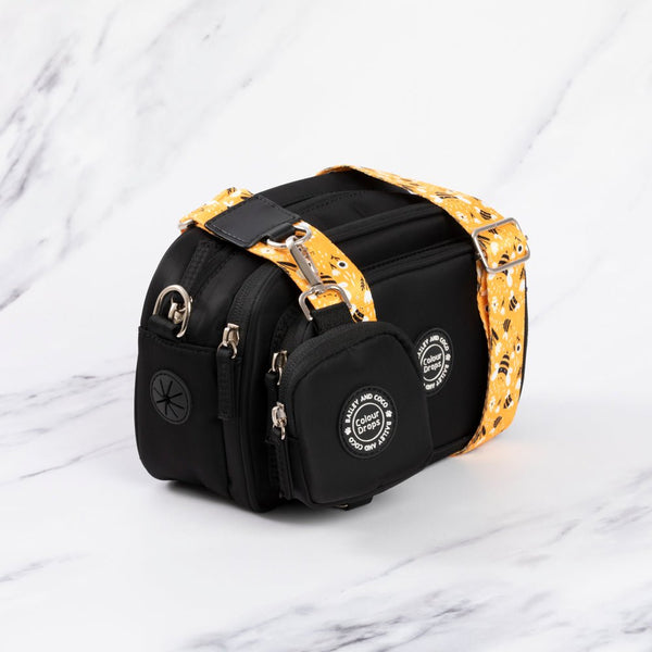 Wanna - Bee Adjustable Dog Harness, Lead, Collar & Black Dog Walking Bag Bundle - Bailey and Coco (UK)