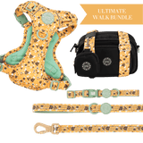 Wanna - Bee Adjustable Dog Harness, Lead, Collar & Black Dog Walking Bag Bundle - Bailey and Coco (UK)