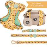 Wanna - Bee Adjustable Dog Harness, Lead, Collar & Latte Dog Walking Bag Bundle - Bailey and Coco (UK)