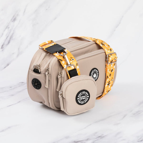 Wanna - Bee Adjustable Dog Harness, Lead, Collar & Latte Dog Walking Bag Bundle - Bailey and Coco (UK)