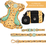 Wanna - Bee Colour Drops - Adjustable Dog Harness, Lead, Collar & Mini Black Dog Walking Bag Bundle - Bailey and Coco (UK)