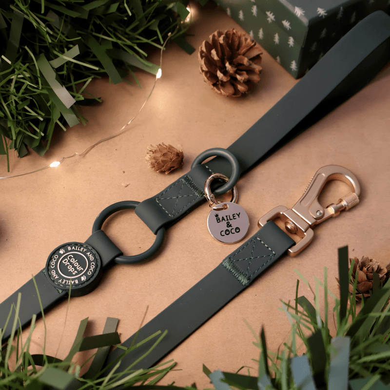 Waterproof Dog Lead - Colour Drops - Forest Green - Bailey and Coco (UK)