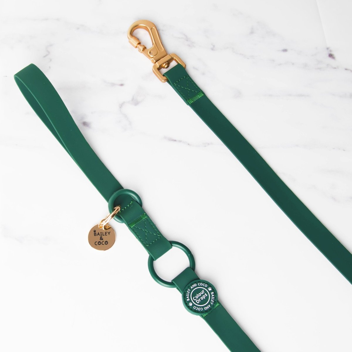 Waterproof Dog Lead - Colour Drops - Forest Green - Bailey and Coco (UK)